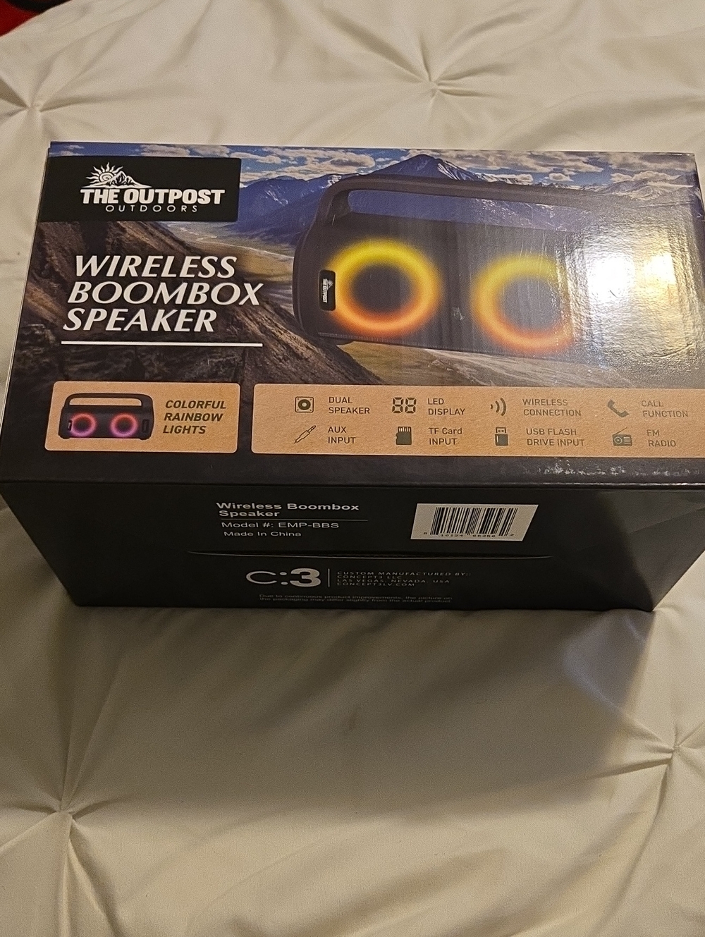 Wireless Boombox Speaker - Black with Rainbow LED